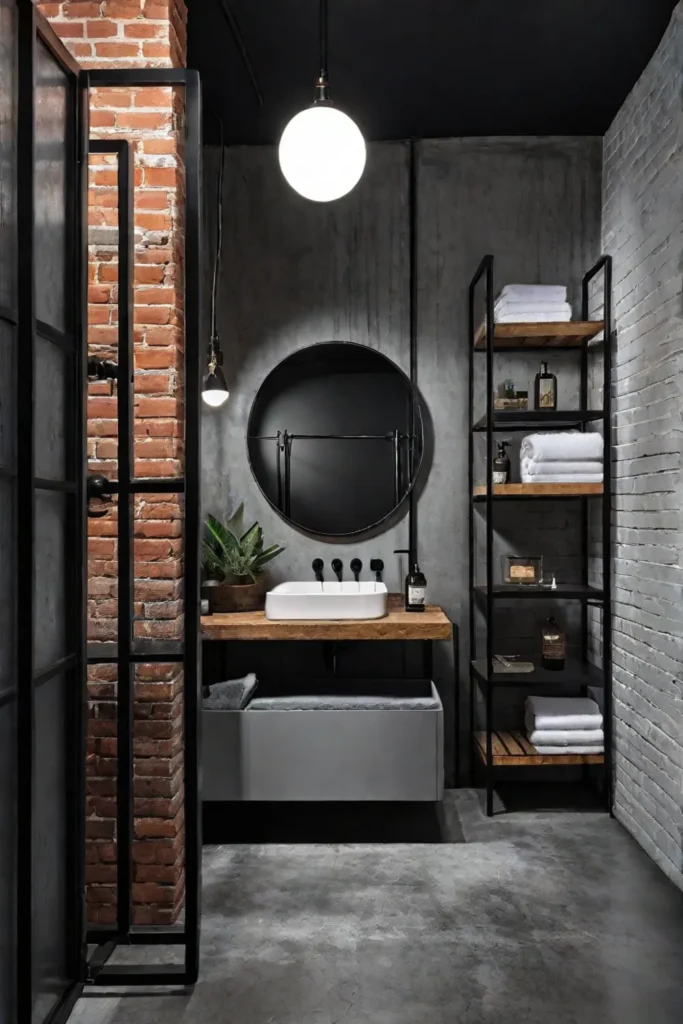 Loftstyle bathroom with industrial chic elements