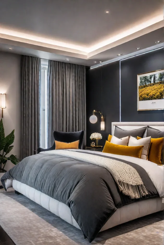 Luxurious bedroom layered lighting depth and dimension