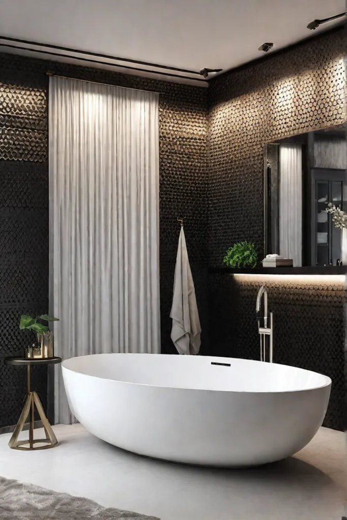 Metallic wallpaper small bathroom luxurious design