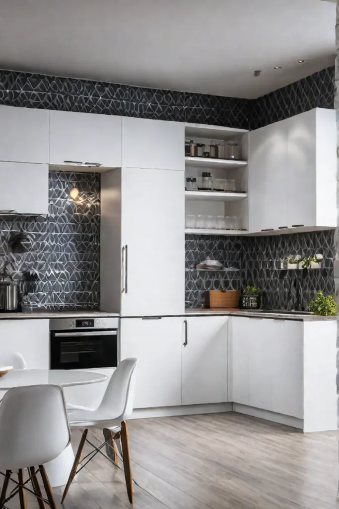 Mixandmatch removable wallpaper on kitchen cabinets