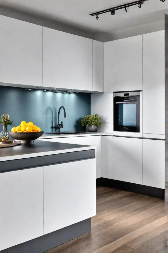 Modern and efficient onewall kitchen with maximized vertical space