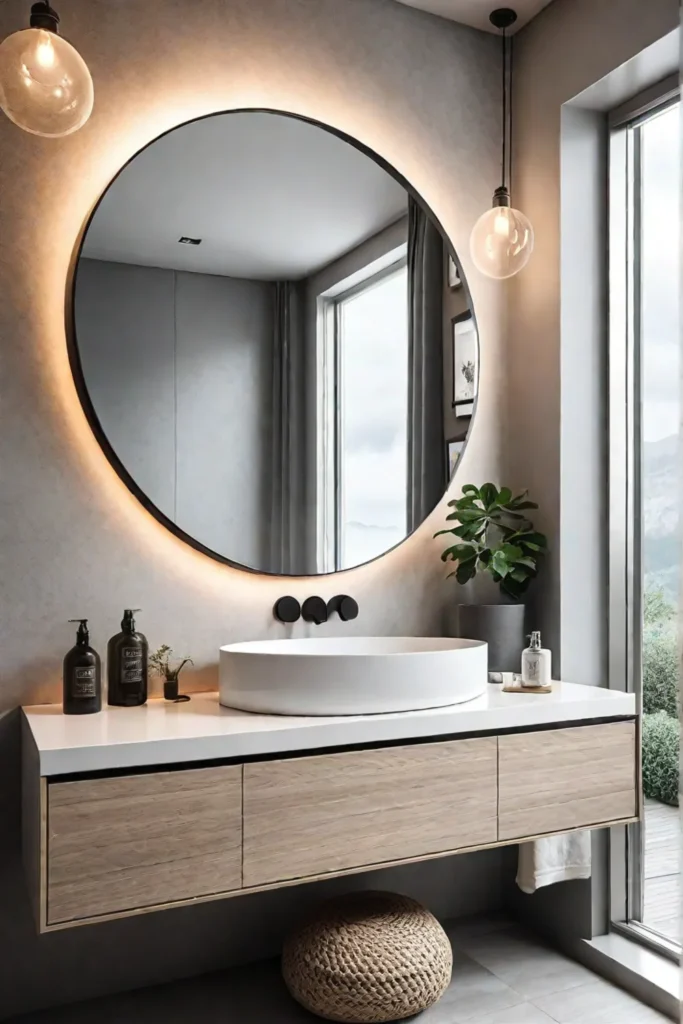 Modern and elegant small bathroom with statement pieces