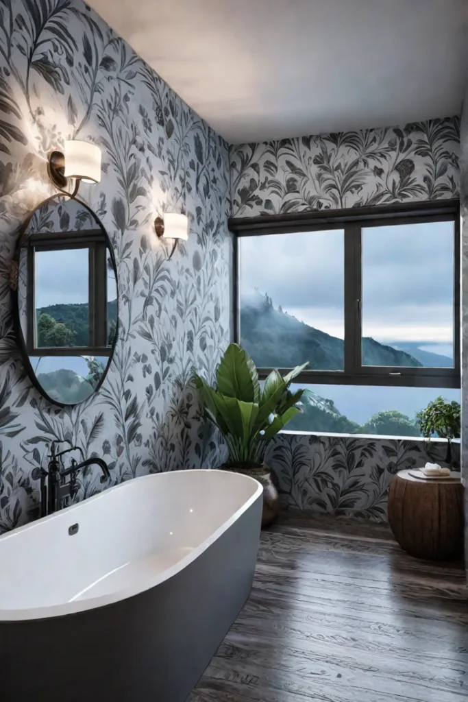 Modern bathroom wallpaper bathtub