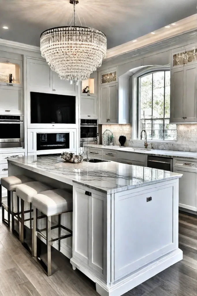 Modern kitchen with elegant lighting