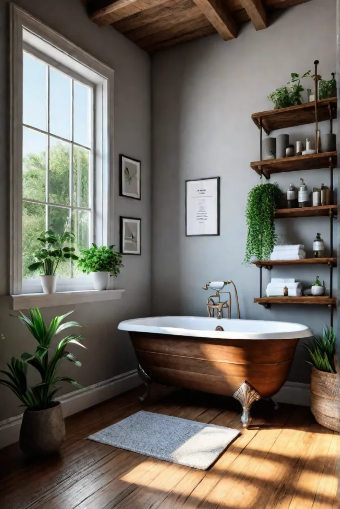 Rustic bathroom with ecoconscious elements