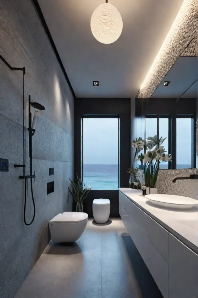 Scenic beach wallpaper bathroom sense of depth