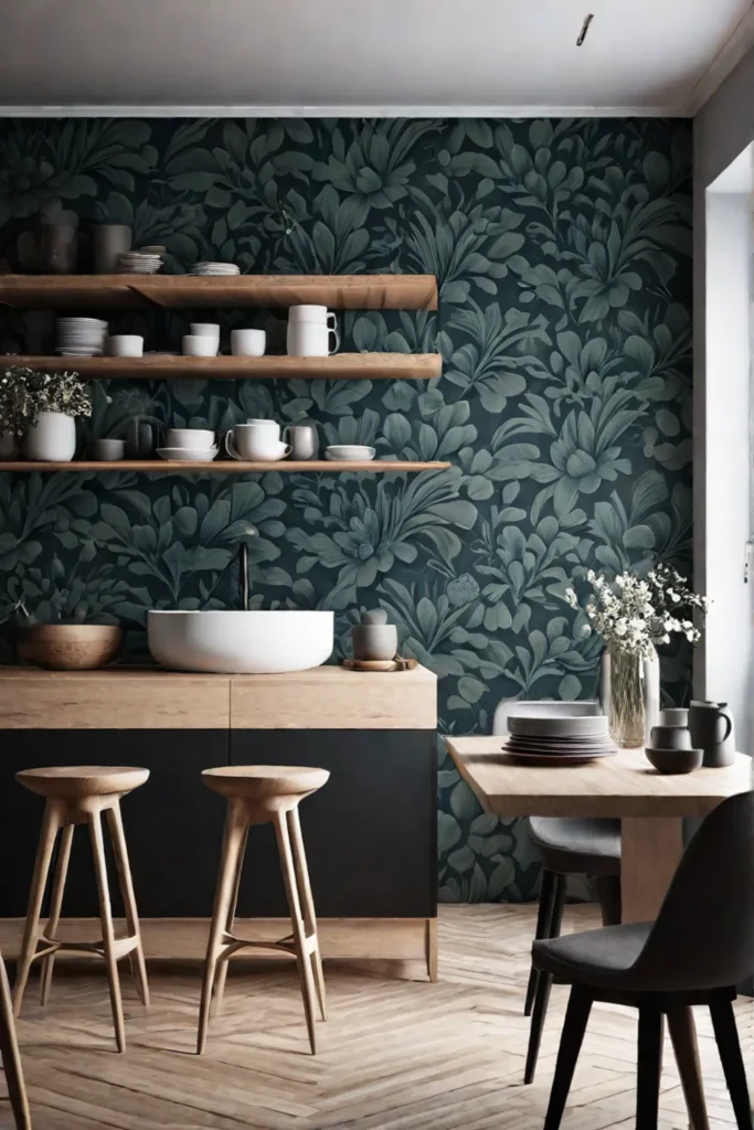 Simple wallpaper for a Scandinavian kitchen