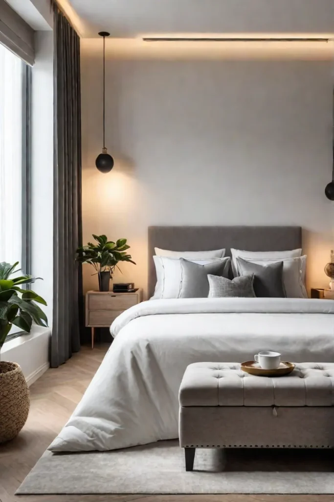 Small bedroom ambient lighting warm atmosphere