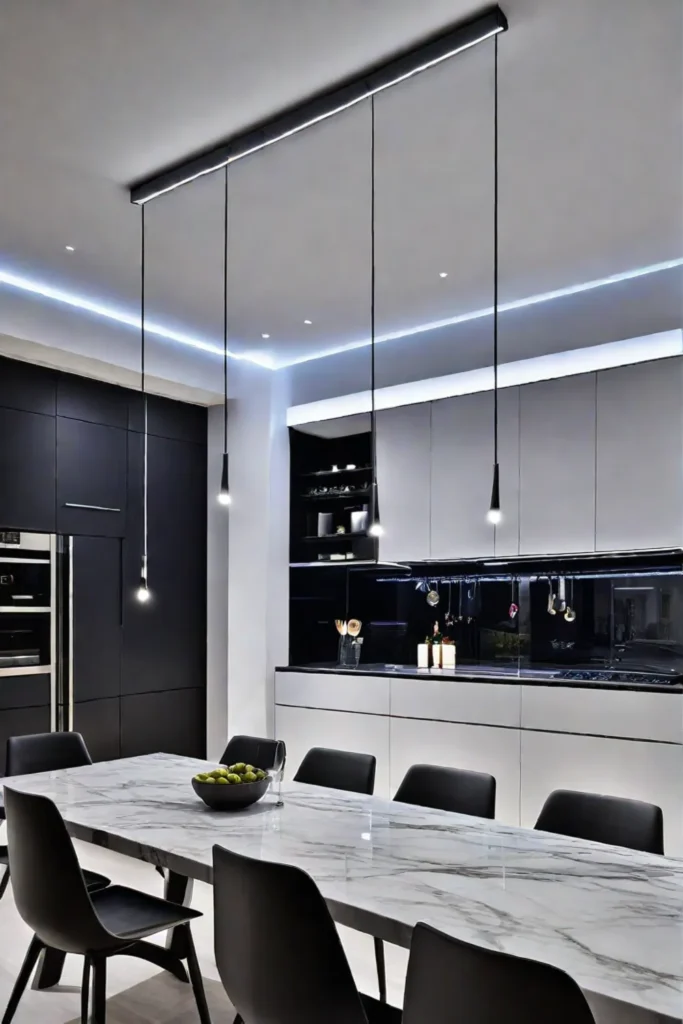 Smart kitchen with LED pendant lights