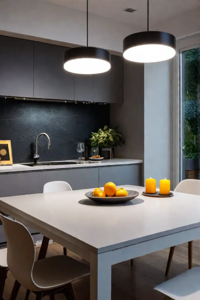 Smart lighting system creates ambiance in a kitchen