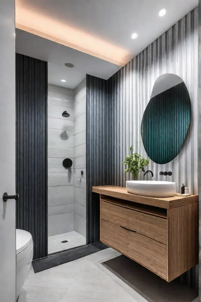 Vertical stripes modern bathroom airy