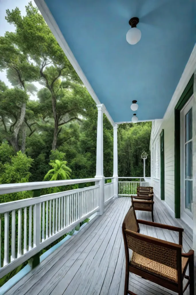 Bright and airy porch with blue ceiling