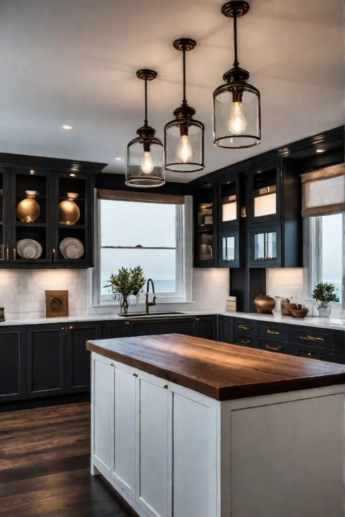 Cozy and sophisticated rustic kitchen lighting