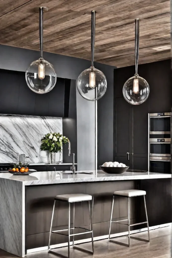 Elegant lighting in a rustic kitchen