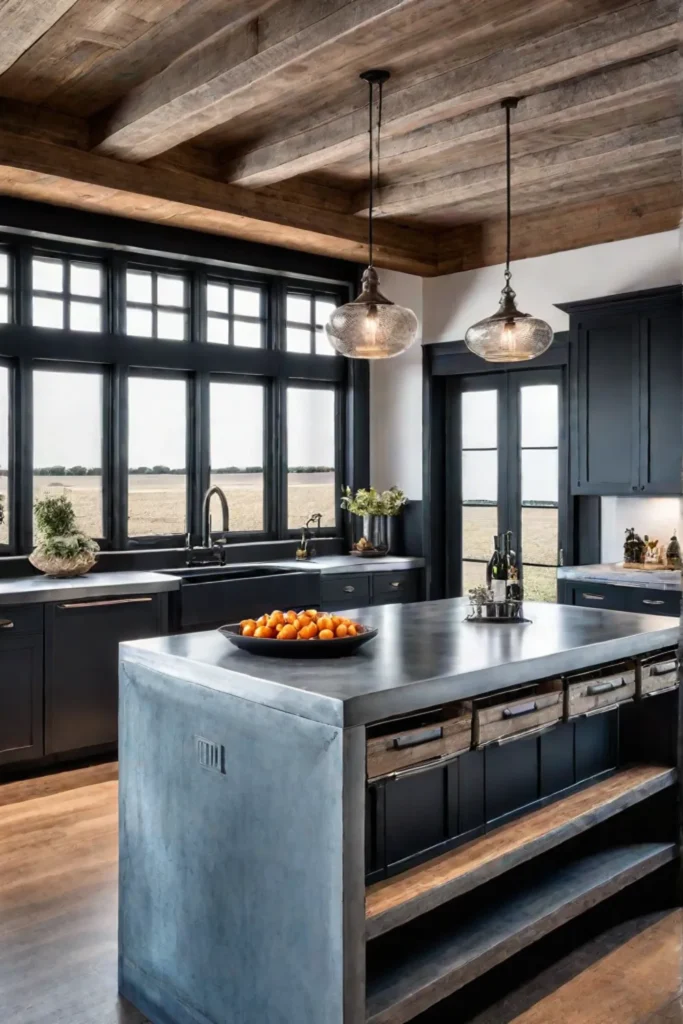 Modern rustic kitchen zinc island sleek and stylish