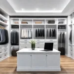 A beautifully organized walkin closet showcasing clever storage solutions like double hangingfeat