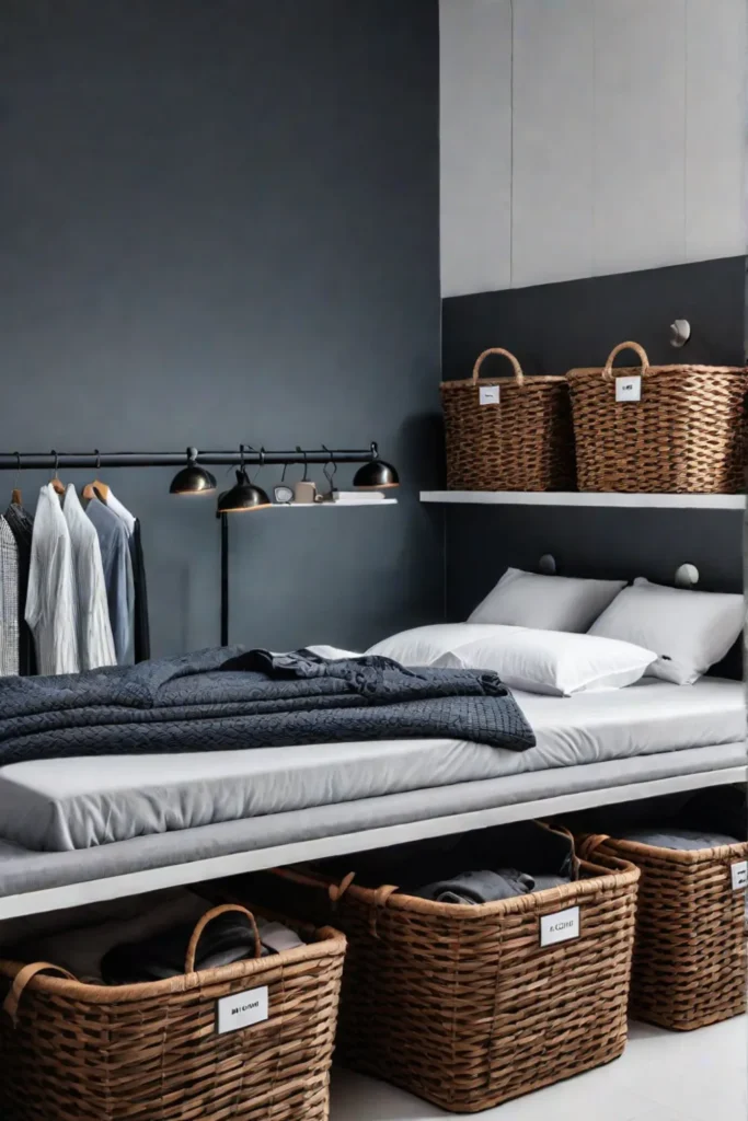 Bed risers maximizing underbed storage space