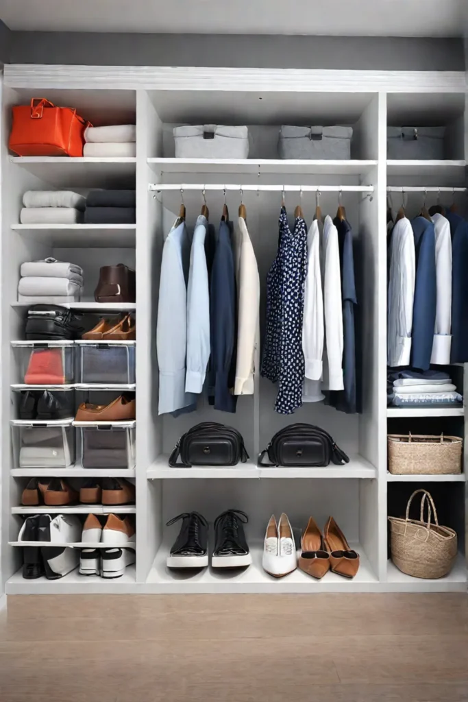 Beforeandafter of a cluttered closet turned organized