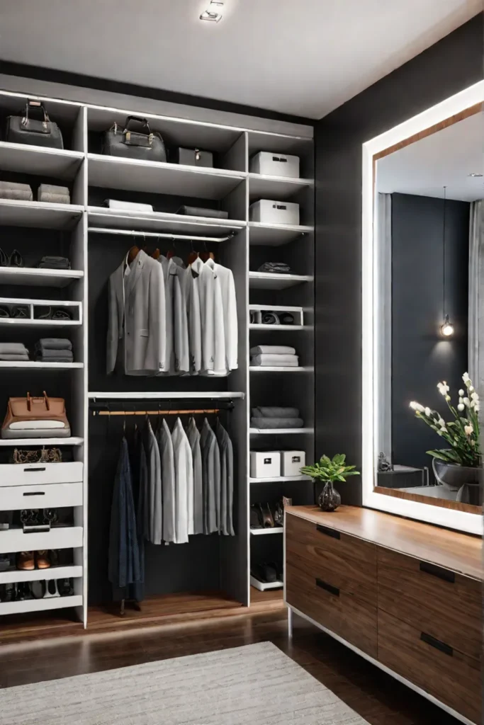 Bright and airy closet with maximized storage space