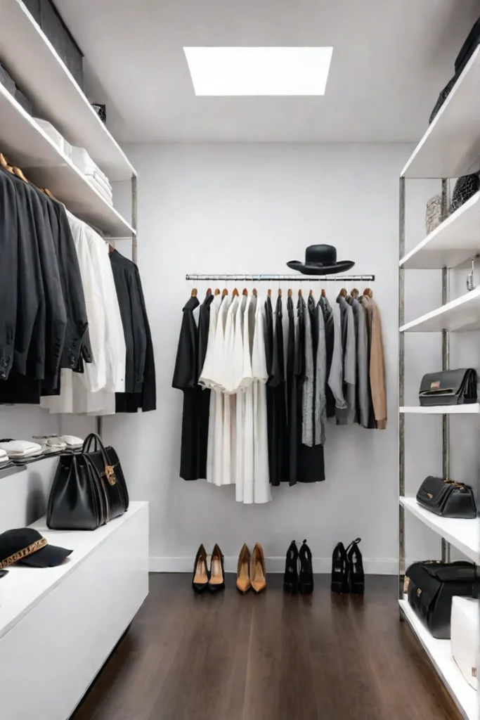 Decluttered and stylish closet with a focus on essential items