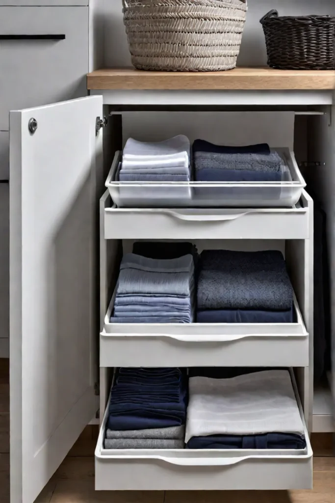 Maximized drawer space with rolling method and dividers