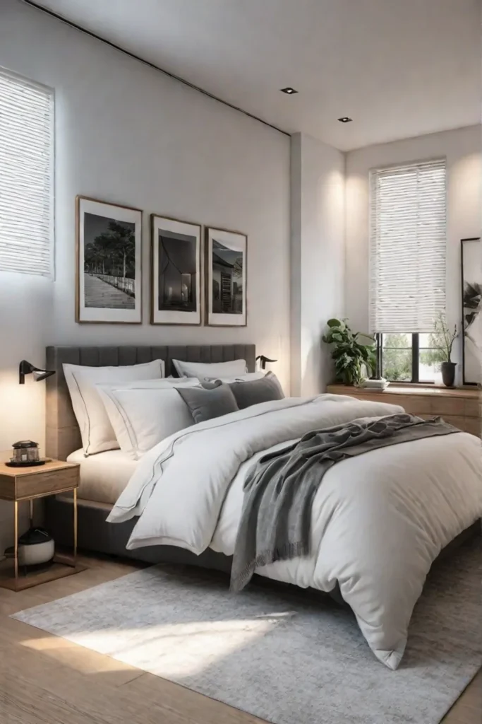 Minimalist bedroom with natural textures