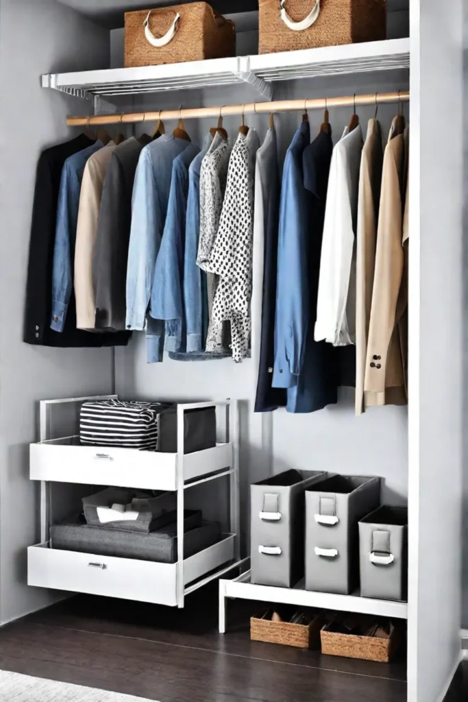 Organized closet for a serene bedroom